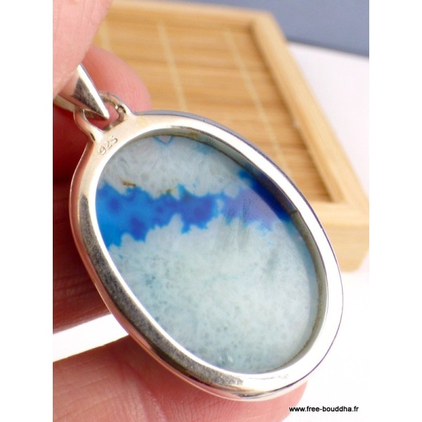 Pendentif druze d'Agate bleue Pendentifs pierres naturelles PAC40