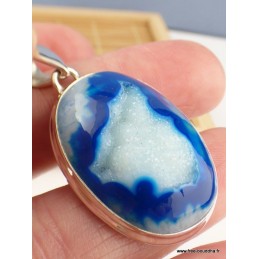 Pendentif druze d'Agate bleue Pendentifs pierres naturelles PAC40
