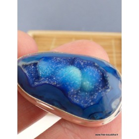 Pendentif druze d'Agate bleu foncé Pendentifs pierres naturelles PAC40.1