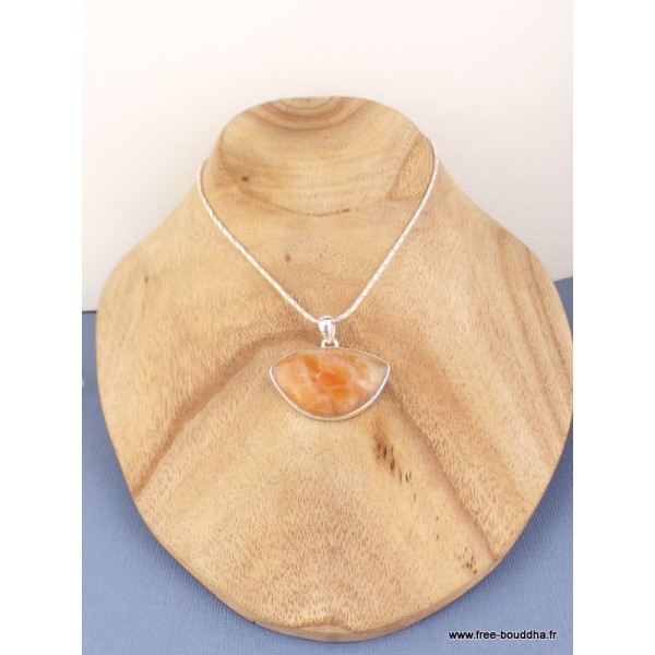 Pendentif Calcite Orange semi-ovale Pendentifs pierres naturelles PAC55