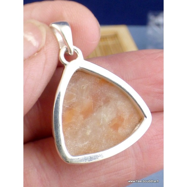 Pendentif Calcite Orange forme triangle Pendentifs pierres naturelles PAC55.1