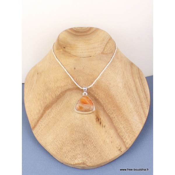 Pendentif Calcite Orange forme triangle Pendentifs pierres naturelles PAC55.1