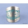 Bague tibétaine Mantra sur fond turquoise Bagues tibétaines bouddhistes REF210
