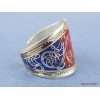 Bague tibétaine filigrane rouge bleu Bagues tibétaines bouddhistes REF210.3