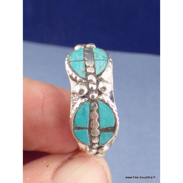 Bague tibétaine métal blanc pour homme Bagues tibétaines bouddhistes REF211