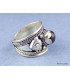 Bague tibétaine Dorjé métal blanc et Oeil de Tigre Bagues tibétaines bouddhistes 4666.16