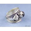 Bague tibétaine Dorjé métal blanc et Oeil de Tigre Bagues tibétaines bouddhistes 4666.16