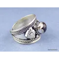 Bague tibétaine Dorjé métal blanc et Oeil de Tigre - Bagues tibétaines bouddhistes