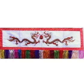 Tenture tibétaine Dragons blanche - Objets rituels bouddhistes