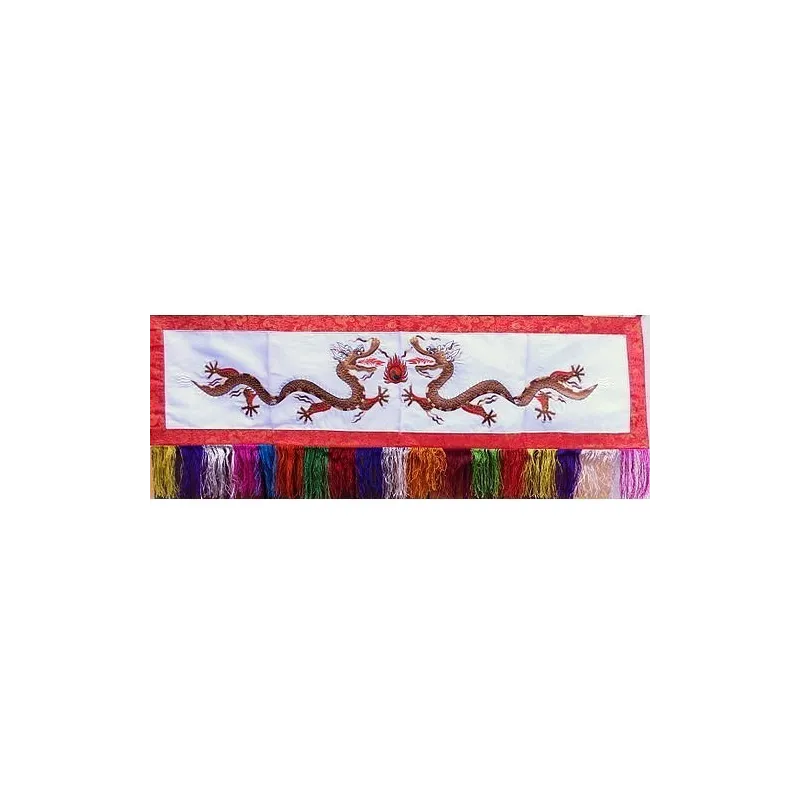 Tenture tibétaine Dragons blanche - Objets rituels bouddhistes