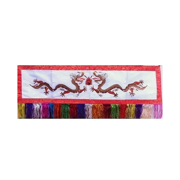 Tenture tibétaine Dragons blanche - Objets rituels bouddhistes
