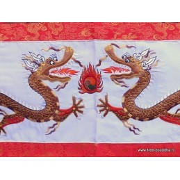 Tenture tibétaine Dragons blanche Tentures tibétaines Bouddha DRAG4