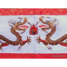 Tenture tibétaine Dragons blanche - Objets rituels bouddhistes