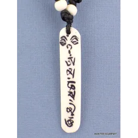 Collier tibétain Mantra vertical gravé sur os blanc - Colliers tibétains et népalais