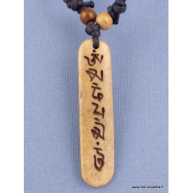 Collier tibétain Mantra en os de yak brun Bijoux tibetains bouddhistes WN3.2