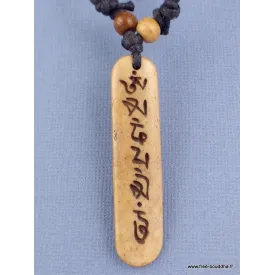 Collier tibétain Mantra en os de yak brun - Colliers tibétains et népalais
