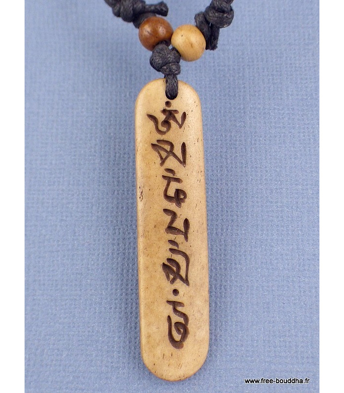 Collier tibétain Mantra en os de yak brun Bijoux tibetains bouddhistes WN3.2