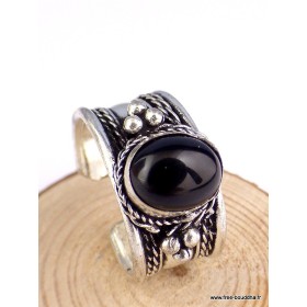Bague tibétaine Onyx noir Bagues tibétaines bouddhistes ref 4700.10