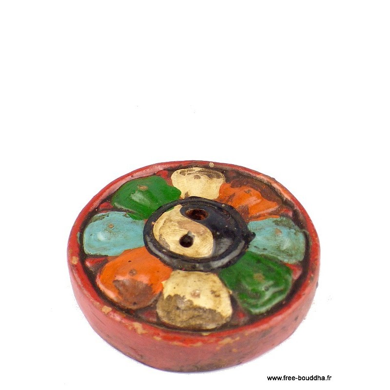 Porte encens tibétain Ying Yang en terre cuite Encens tibétains, accessoires PET3