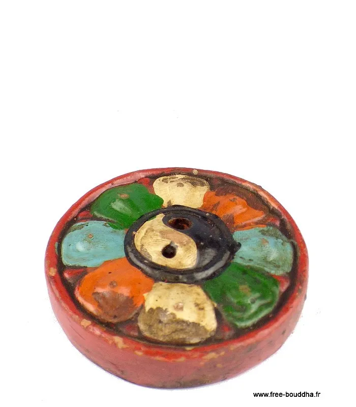 Porte encens tibétain Ying Yang en terre cuite - Porte-encens tibétains