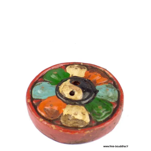 Porte encens tibétain Ying Yang en terre cuite - Porte-encens tibétains