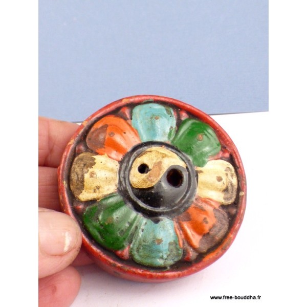 Porte encens tibétain Ying Yang en terre cuite Encens tibétains, accessoires PET3