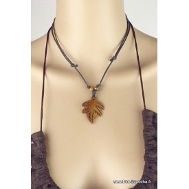 Collier tibétain feuille de Chanvre Bijoux tibetains bouddhistes AAP36