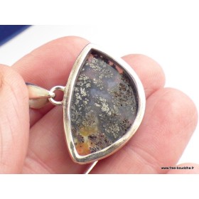 Pendentif Pyrite sur Agate demi-lune Pendentifs pierres naturelles PAC61.1