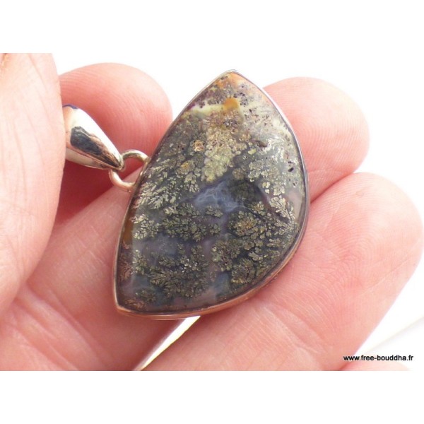 Pendentif Pyrite sur Agate demi-lune Pendentifs pierres naturelles PAC61.1
