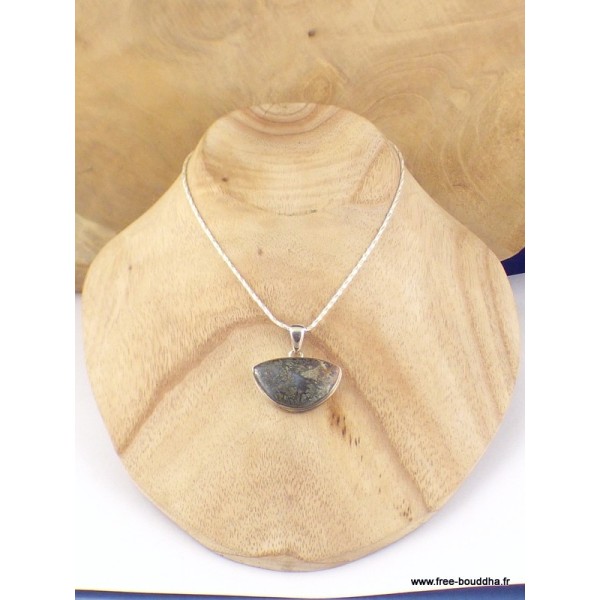 Pendentif Pyrite sur Agate demi-lune Pendentifs pierres naturelles PAC61.1