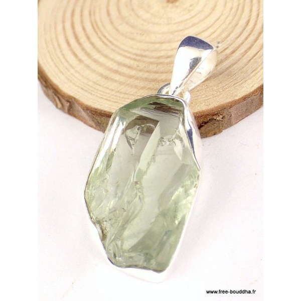Pendentif Améthyste verte brute serti clos Pendentifs pierres naturelles PAC69.1
