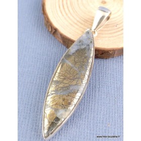 Pendentif Pyrite sur Agate marquise Pendentifs pierres naturelles PAC61.2