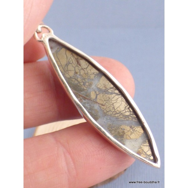 Pendentif Pyrite sur Agate marquise Pendentifs pierres naturelles PAC61.2