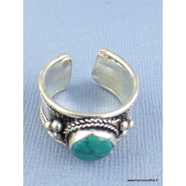 Bague traditionnelle tibétaine Turquoise Bagues tibétaines bouddhistes ref 4700.3