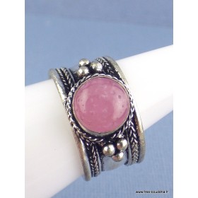 Bague traditionnelle tibétaine Quartz rose Bagues tibétaines bouddhistes ref 4700.5