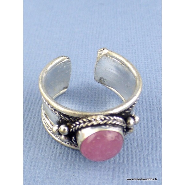 Bague traditionnelle tibétaine Quartz rose Bagues tibétaines bouddhistes ref 4700.5