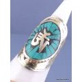 Bague tibétaine Symbole Om en turquoise - Bagues tibétaines bouddhistes