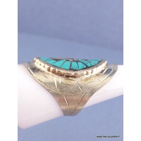 Bague tibétaine Symbole Om en turquoise Bagues tibétaines bouddhistes REF 4181