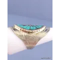 Bague tibétaine Symbole Om en turquoise - Bagues tibétaines bouddhistes