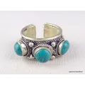 Bague tibétaine trois Turquoise - Bagues tibétaines bouddhistes