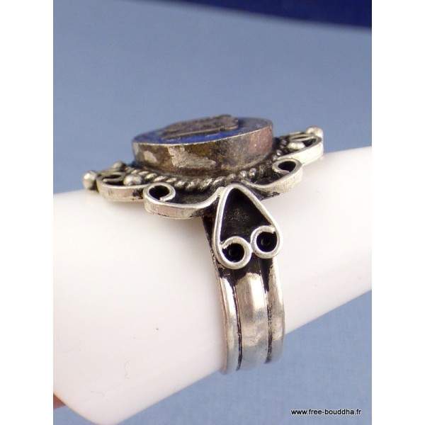 Bague Om tibétain style Lapis lazuli Bagues tibétaines bouddhistes BT29.2