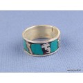 Bague turquoise Mantra de Chenrezi Bagues tibétaines bouddhistes BT22