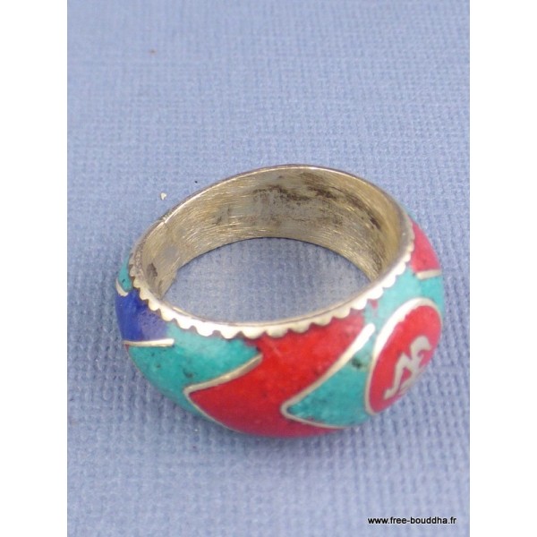 Bague tibétaine Symbole Om Bouddhiste T 63 Bagues tibétaines bouddhistes REF 3669