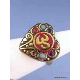 Bague Coeur Om tibétain taille ajustable - Bagues tibétaines bouddhistes