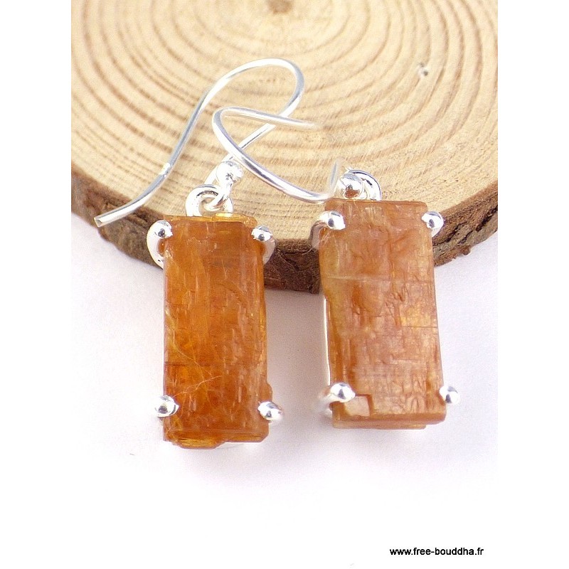 Boucles d'oreilles Cyanite Orange brute Pendentifs pierres naturelles PAC84