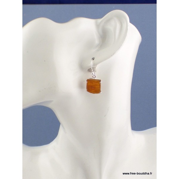 Boucles d'oreilles carrées Cyanite Orange brute Bijoux en Cyanite Orange PAC84.1
