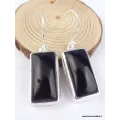 Boucles d'oreilles Onyx noir cabochon rectangulaires - Boucles d'oreilles en pierres naturelles