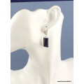 Boucles d'oreilles Onyx noir cabochon rectangulaires Boucles d'oreilles en pierres PAC85.1