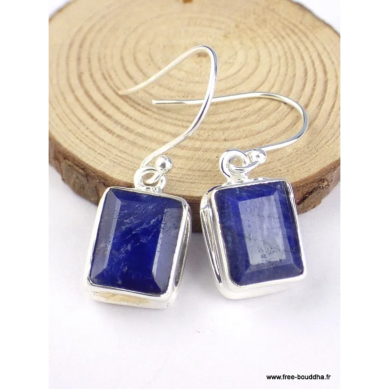 Boucles d'oreilles Saphir facetté - Bijoux en saphir bleu