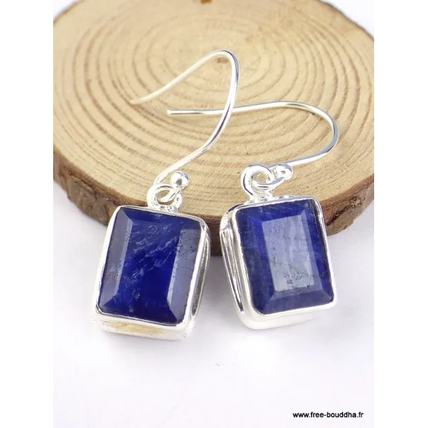 Boucles d'oreilles Saphir facetté - Bijoux en saphir bleu